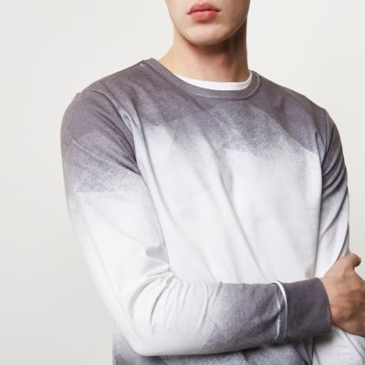 White geo faded sweatshirt